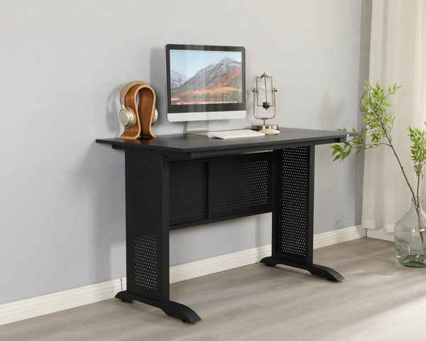 English Elm Computer Desk 47 Inch Rustic Brown Top Steel Frame Modern Home Office Gaming W347P509797