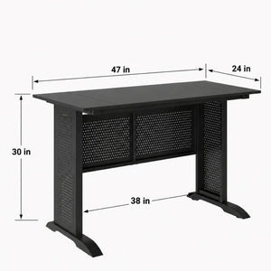 English Elm Computer Desk 47 Inch Rustic Brown Top Steel Frame Modern Home Office Gaming W347P509797