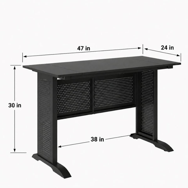 English Elm Computer Desk 47 Inch Rustic Brown Top Steel Frame Modern Home Office Gaming W347P509797