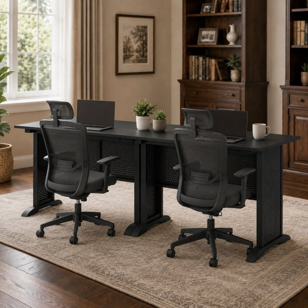 English Elm Computer Desk 47 Inch Rustic Brown Top Steel Frame Modern Home Office Gaming W347P509797