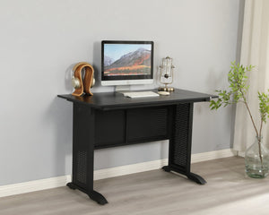 English Elm Computer Desk 47 Inch Rustic Brown Top Steel Frame Modern Home Office Gaming W347P509797
