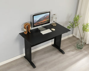 English Elm Computer Desk 47 Inch Rustic Brown Top Steel Frame Modern Home Office Gaming W347P509797