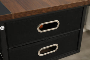 English Elm Computer Desk 63 Inch Rustic Brown Steel Frame Home Office Gaming Writing Table W347P509798
