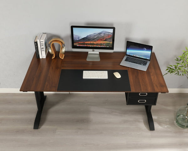 English Elm Computer Desk 63 Inch Rustic Brown Steel Frame Home Office Gaming Writing Table W347P509798