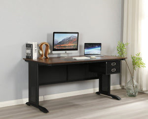 English Elm Computer Desk 63 Inch Rustic Brown Steel Frame Home Office Gaming Writing Table W347P509798