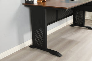 English Elm Computer Desk 63 Inch Rustic Brown Steel Frame Home Office Gaming Writing Table W347P509798