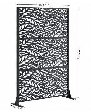 English Elm Metal Geometric Lattice Privacy Screen Freestanding Galvanized Steel Outdoor Patio Divider Panel Black - A W347P528024