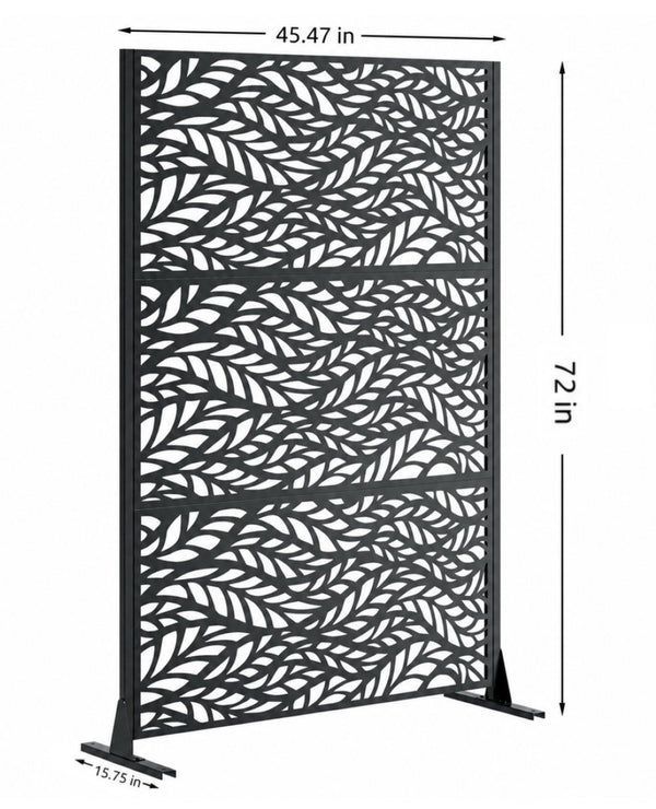 English Elm Metal Geometric Lattice Privacy Screen Freestanding Galvanized Steel Outdoor Patio Divider Panel Black - A W347P528024