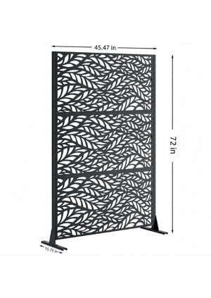 English Elm Metal Geometric Lattice Privacy Screen Freestanding Galvanized Steel Outdoor Patio Divider Panel Black - A W347P528024