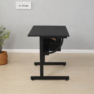 English Elm Black Adjustable Drafting Table Workstation with Stool and Hanging Fabric Storage Drawers W347P537339
