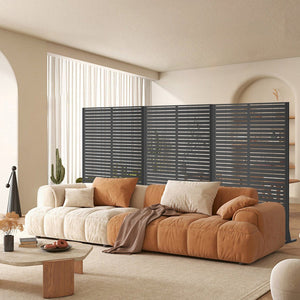 English Elm Metal Geometric Lattice Privacy Screen Freestanding Galvanized Steel Outdoor Patio Divider Panel Black - B W347P538511
