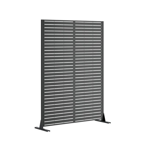 English Elm Metal Geometric Lattice Privacy Screen Freestanding Galvanized Steel Outdoor Patio Divider Panel Black - B W347P538511