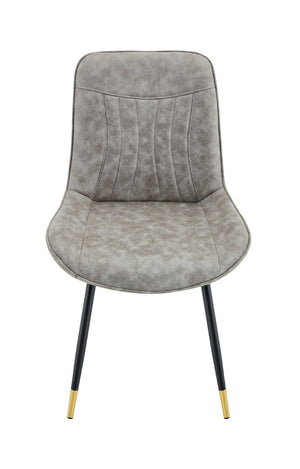 English Elm Dining Chairs Set of 4 Leathaire High Back with Black Metal Gold-Tipped Legs Gray W3493P444939