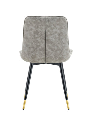 English Elm Dining Chairs Set of 4 Leathaire High Back with Black Metal Gold-Tipped Legs Gray W3493P444939