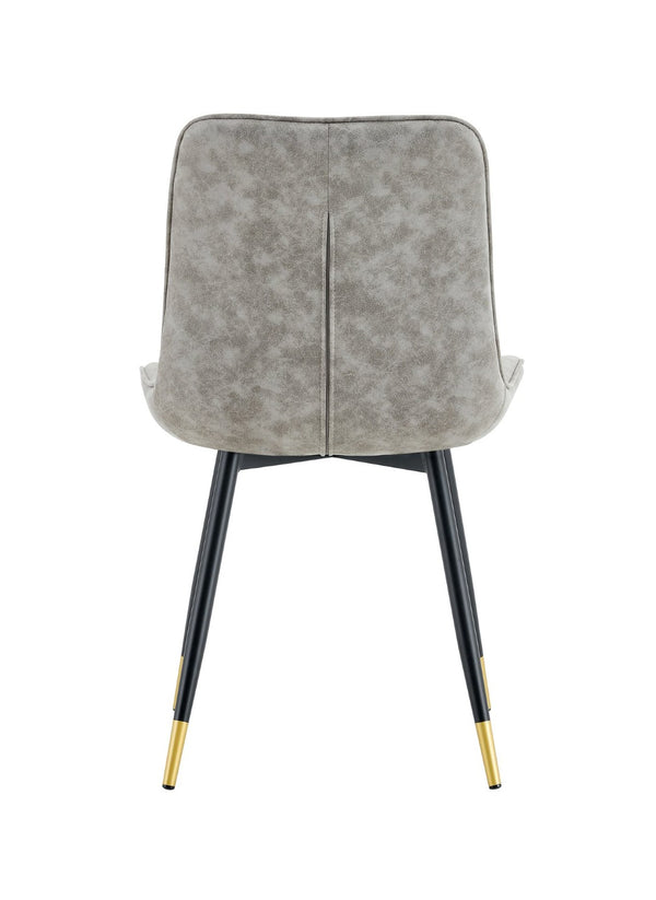 English Elm Dining Chairs Set of 4 Leathaire High Back with Black Metal Gold-Tipped Legs Gray W3493P444939