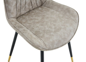 English Elm Dining Chairs Set of 4 Leathaire High Back with Black Metal Gold-Tipped Legs Gray W3493P444939