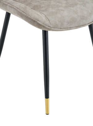 English Elm Dining Chairs Set of 4 Leathaire High Back with Black Metal Gold-Tipped Legs Gray W3493P444939