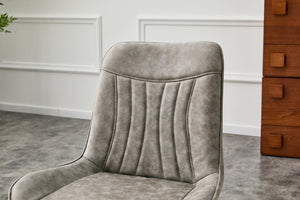 English Elm Dining Chairs Set of 4 Leathaire High Back with Black Metal Gold-Tipped Legs Gray W3493P444939