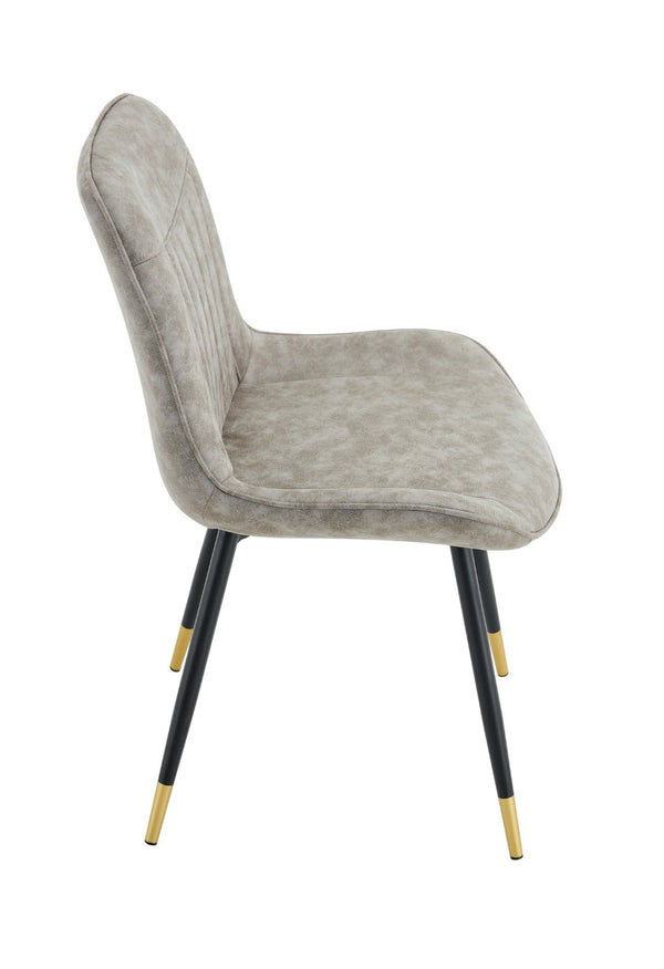 English Elm Dining Chairs Set of 4 Leathaire High Back with Black Metal Gold-Tipped Legs Gray W3493P444939