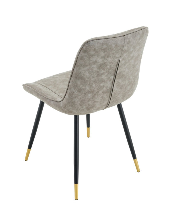 English Elm Dining Chairs Set of 4 Leathaire High Back with Black Metal Gold-Tipped Legs Gray W3493P444939