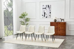 English Elm Dining Chairs Set of 4 PU Leather High Back Gold Tipped Legs Modern Glam Seating White W3493P444945