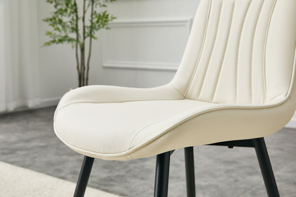 English Elm Dining Chairs Set of 4 PU Leather High Back Gold Tipped Legs Modern Glam Seating White W3493P444945