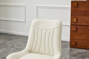 English Elm Dining Chairs Set of 4 PU Leather High Back Gold Tipped Legs Modern Glam Seating White W3493P444945