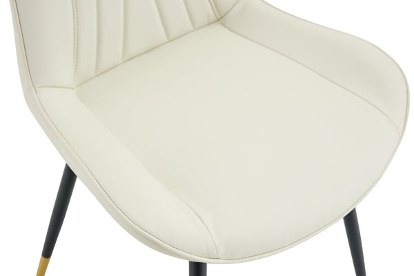 English Elm Dining Chairs Set of 4 PU Leather High Back Gold Tipped Legs Modern Glam Seating White W3493P444945