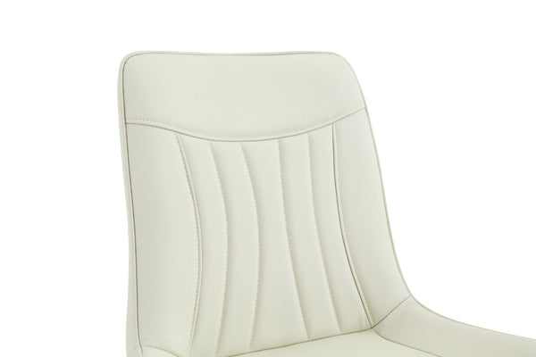 English Elm Dining Chairs Set of 4 PU Leather High Back Gold Tipped Legs Modern Glam Seating White W3493P444945