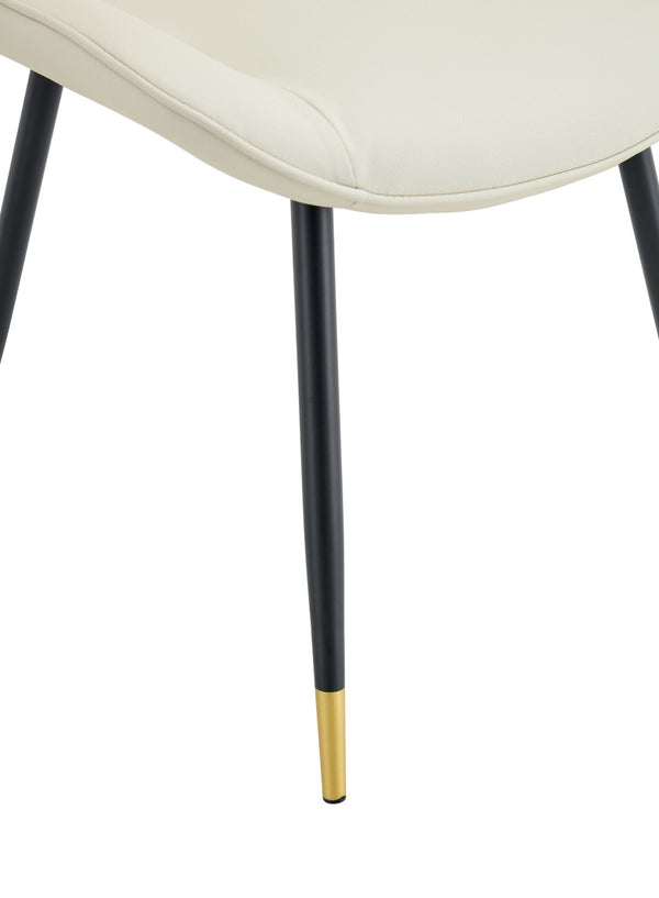 English Elm Dining Chairs Set of 4 PU Leather High Back Gold Tipped Legs Modern Glam Seating White W3493P444945