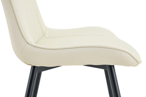 English Elm Dining Chairs Set of 4 PU Leather High Back Gold Tipped Legs Modern Glam Seating White W3493P444945