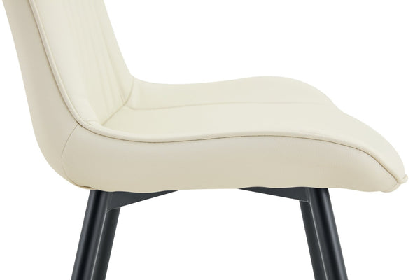 English Elm Dining Chairs Set of 4 PU Leather High Back Gold Tipped Legs Modern Glam Seating White W3493P444945