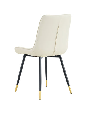 English Elm Dining Chairs Set of 4 PU Leather High Back Gold Tipped Legs Modern Glam Seating White W3493P444945