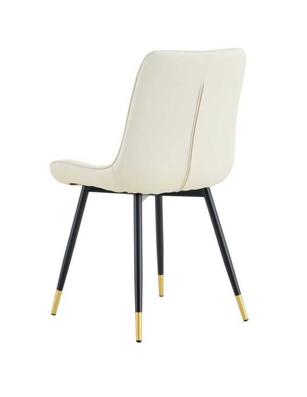 English Elm Dining Chairs Set of 4 PU Leather High Back Gold Tipped Legs Modern Glam Seating White W3493P444945