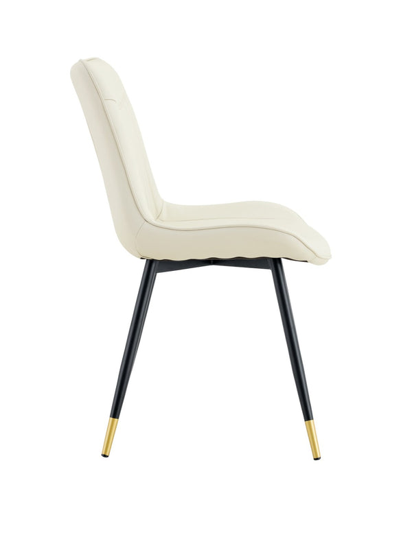 English Elm Dining Chairs Set of 4 PU Leather High Back Gold Tipped Legs Modern Glam Seating White W3493P444945