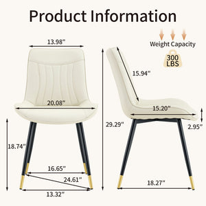 English Elm Dining Chairs Set of 4 PU Leather High Back Gold Tipped Legs Modern Glam Seating White W3493P444945