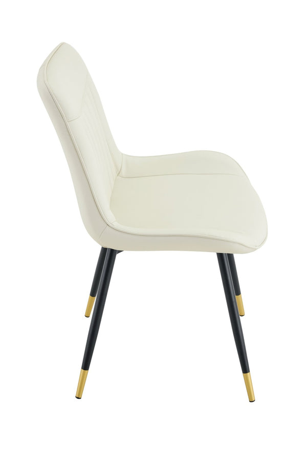 English Elm Dining Chairs Set of 4 PU Leather High Back Gold Tipped Legs Modern Glam Seating White W3493P444945