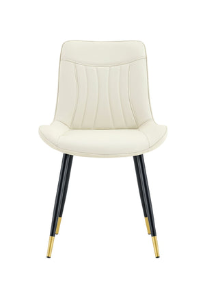 English Elm Dining Chairs Set of 4 PU Leather High Back Gold Tipped Legs Modern Glam Seating White W3493P444945