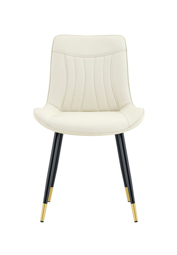 English Elm Dining Chairs Set of 4 PU Leather High Back Gold Tipped Legs Modern Glam Seating White W3493P444945