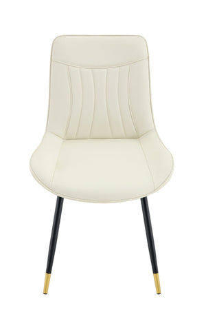 English Elm Dining Chairs Set of 4 PU Leather High Back Gold Tipped Legs Modern Glam Seating White W3493P444945