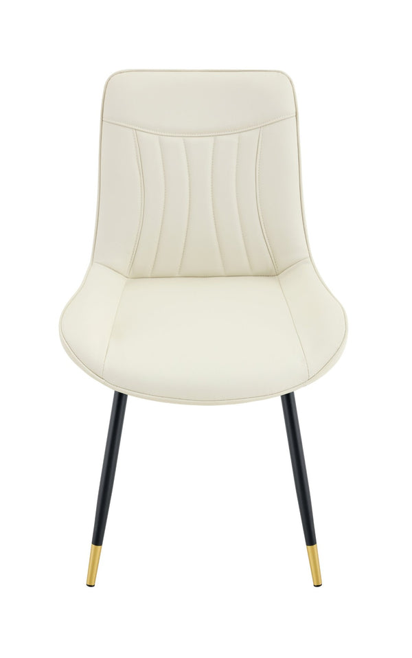 English Elm Dining Chairs Set of 4 PU Leather High Back Gold Tipped Legs Modern Glam Seating White W3493P444945