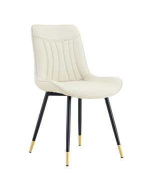 English Elm Dining Chairs Set of 4 PU Leather High Back Gold Tipped Legs Modern Glam Seating White W3493P444945