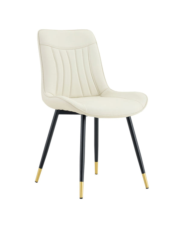 English Elm Dining Chairs Set of 4 PU Leather High Back Gold Tipped Legs Modern Glam Seating White W3493P444945