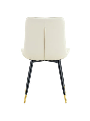 English Elm Dining Chairs Set of 4 PU Leather High Back Gold Tipped Legs Modern Glam Seating White W3493P444945