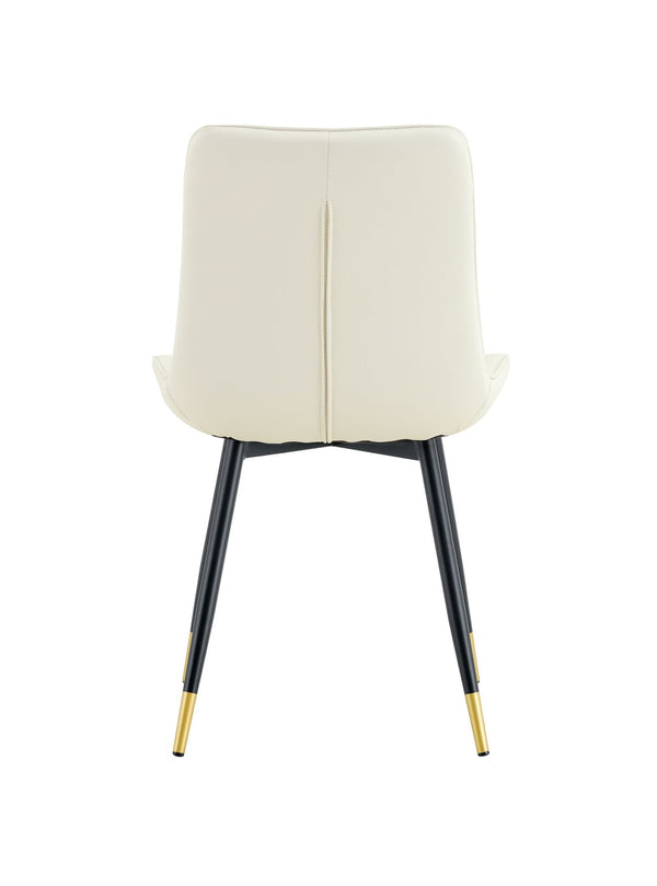 English Elm Dining Chairs Set of 4 PU Leather High Back Gold Tipped Legs Modern Glam Seating White W3493P444945