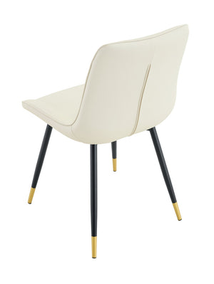 English Elm Dining Chairs Set of 4 PU Leather High Back Gold Tipped Legs Modern Glam Seating White W3493P444945