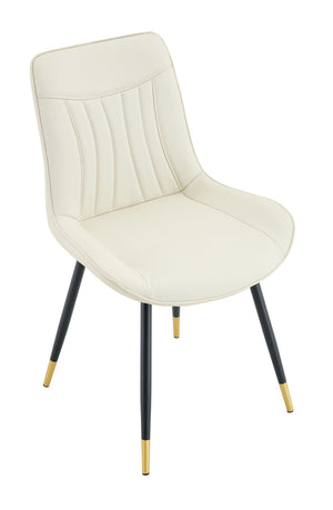 English Elm Dining Chairs Set of 4 PU Leather High Back Gold Tipped Legs Modern Glam Seating White W3493P444945