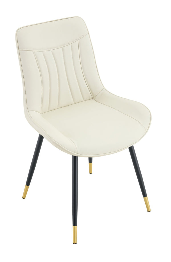 English Elm Dining Chairs Set of 4 PU Leather High Back Gold Tipped Legs Modern Glam Seating White W3493P444945