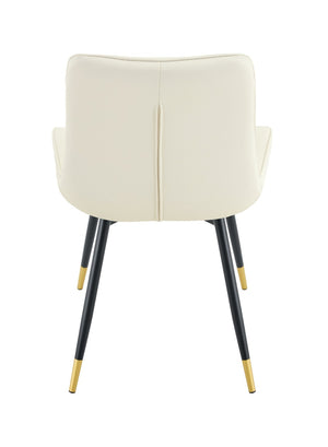 English Elm Dining Chairs Set of 4 PU Leather High Back Gold Tipped Legs Modern Glam Seating White W3493P444945