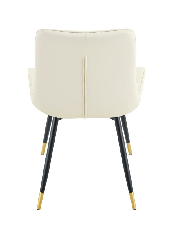 English Elm Dining Chairs Set of 4 PU Leather High Back Gold Tipped Legs Modern Glam Seating White W3493P444945